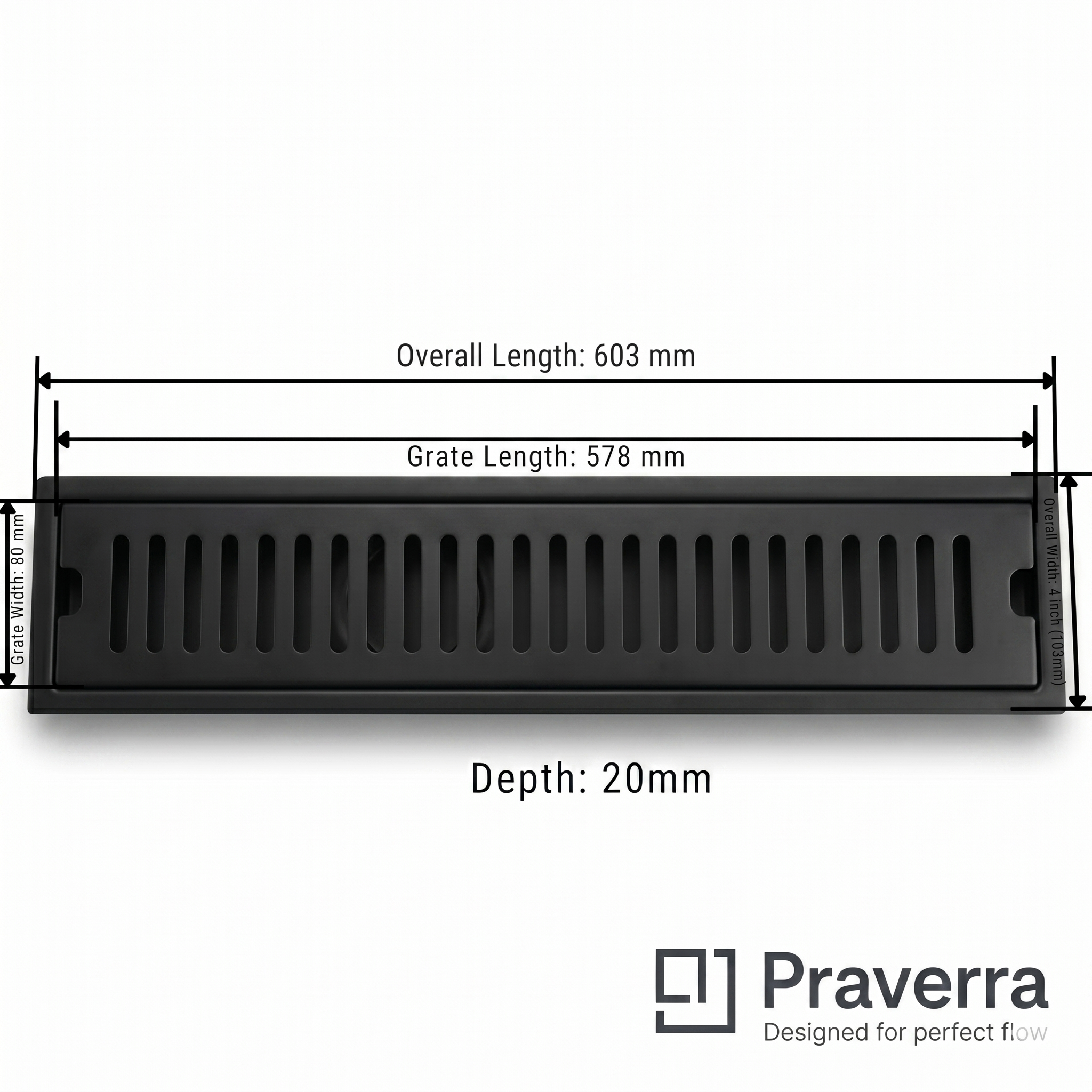Praverra Shower Drainer Black view 2